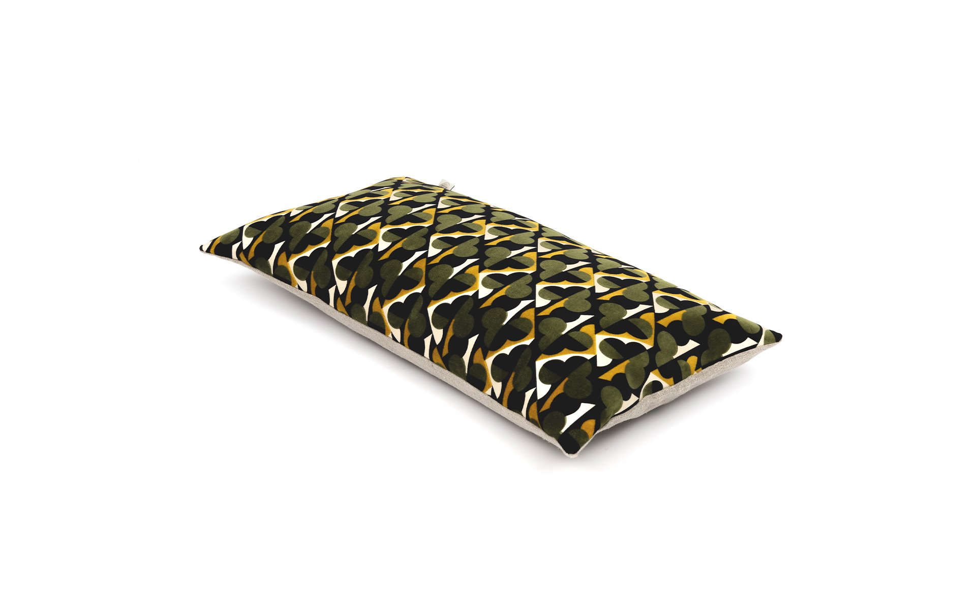 Mrs.Me cushion Clover Black Ecru Olive Ocre printed velvet 1920 x 1200